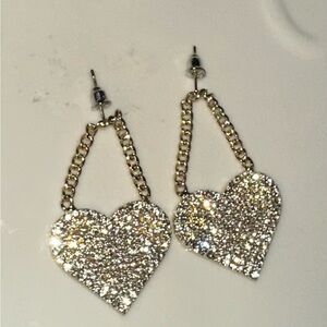 Gold and Silver Heart Chain Earrings